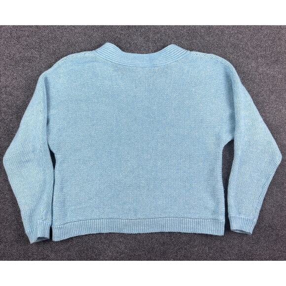 Cabi Medium Frosty Sweater Blue Crochet V-Neck Womens Cotton Blend 4282 - Picture 12 of 14